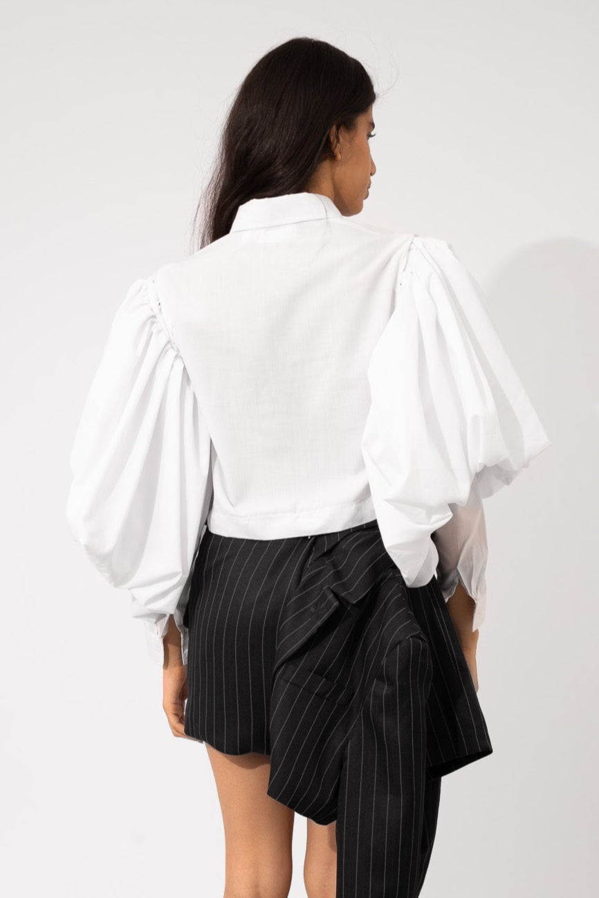 Camisa Presencia de Liz Campos, camisa blanca convertible – vista 9