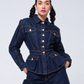 Chamarra Fortaleza de Liz Campos: chamarra de mezclilla peplum