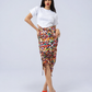 Falda Gracia de Liz Campos: falda lápiz convertible estampada